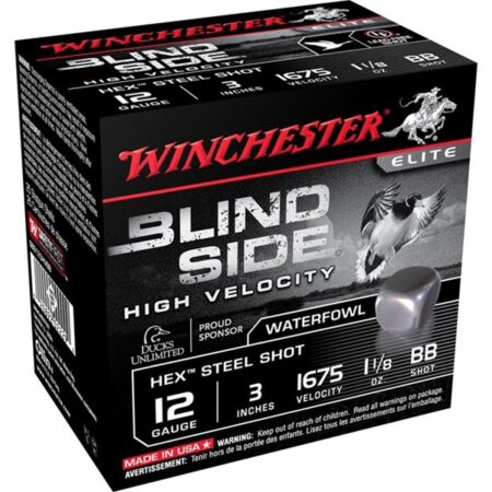 Winchester Blind Side High Velocity 12 Gauge 3" 1-1/8 oz BB Non-Toxic Steel Shot- Box of 25