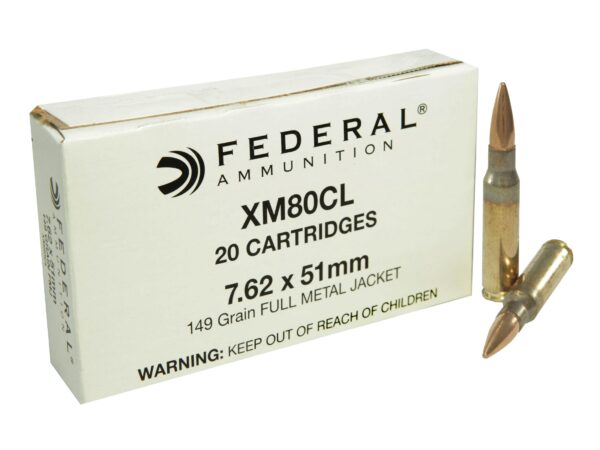 Federal 7.62x51mm NATO 149 Gr. XM80 Full Metal Jacket- Box of 20