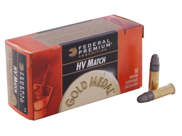 Federal Premium Gold Medal Target .22 Long Rifle High Velocity 40 Gr. Lead Round Nose- Box of 50