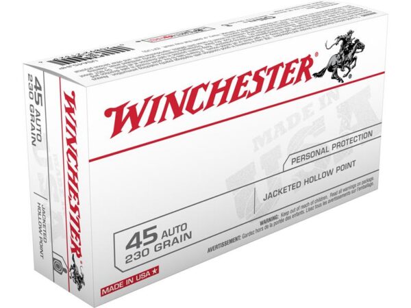 Winchester USA .45 ACP 230 Gr. Jacketed Hollow Point- Box of 50