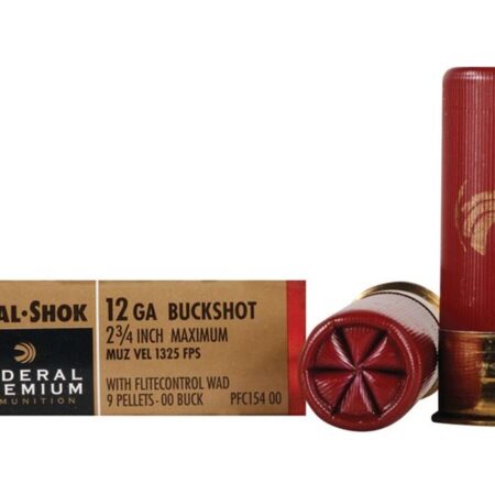 Federal Premium Vital-Shok 12 Gauge 2-3/4" Buffered 00 Copper Plated Buckshot 9 Pellets Flitecontrol Wad- Box of 5