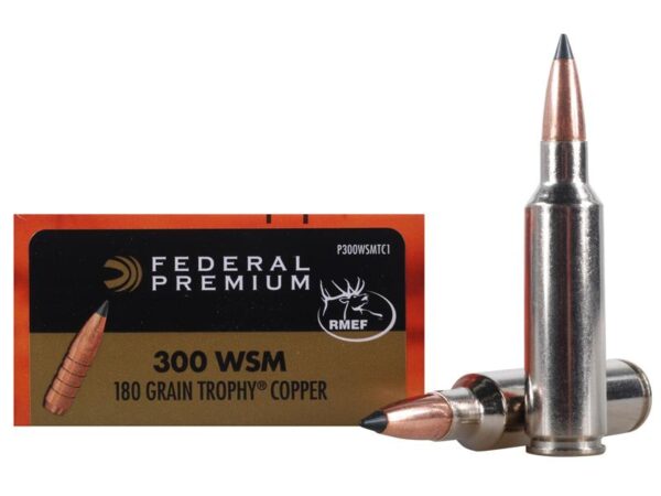 Federal Premium Vital-Shok .300 Winchester Short Magnum (WSM) 180 Gr. Trophy Copper Tipped Boat Tail- Lead-Free- Box of 20