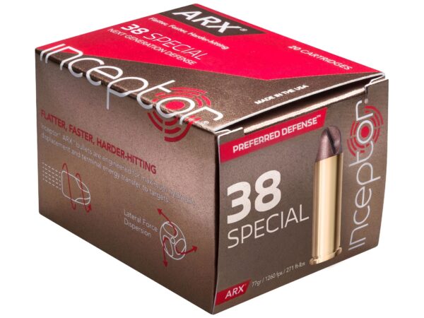 Inceptor Preferred Defense .38 Special 77 Gr. ARX Frangible- Lead-Free- Box of 20