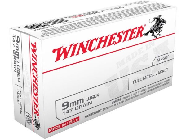 Winchester USA 9mm Luger 147 Gr. Full Metal Jacket- Box of 50