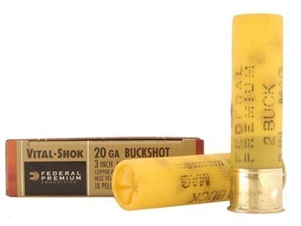 Federal Premium Vital-Shok 20 Gauge 3" Buffered #2 Copper Plated Buckshot 18 Pellets- Box of 5