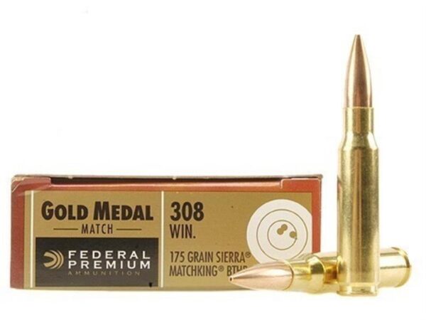 Federal Premium Gold Medal .308 Winchester 175 Gr. Sierra MatchKing Hollow Point Boat Tail- Box of 20