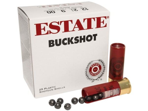 Estate 12 Gauge 2-3/4" 00 Buckshot 9 Pellets- Box of 25 - Image 2