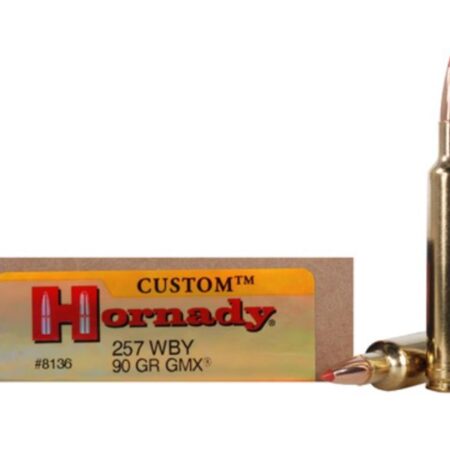 Hornady Custom .257 Weatherby Magnum 90 Gr. GMX Boat Tail- Lead-Free- Box of 20