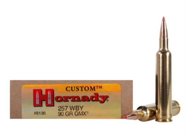 Hornady Custom .257 Weatherby Magnum 90 Gr. GMX Boat Tail- Lead-Free- Box of 20