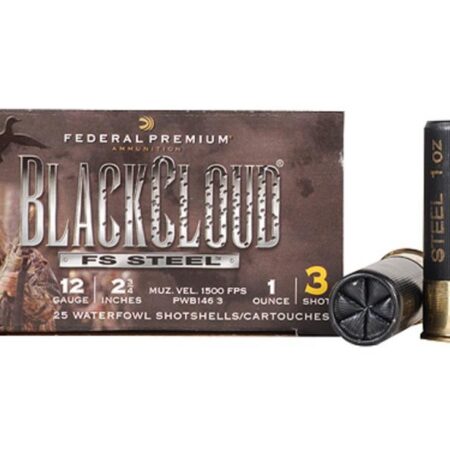 Federal Premium Black Cloud 12 Gauge 2-3/4" 1 oz #3 Non-Toxic FlightStopper Steel Shot- Box of 25