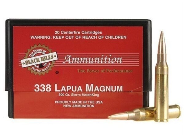 Black Hills .338 Lapua Magnum 300 Gr. Sierra MatchKing Hollow Point Boat Tail- Box of 20