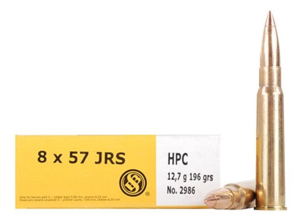 Sellier & Bellot 8mm Rimmed Mauser (8x57mm JRS) 196 Gr. Copper Cap Hollow Point- Box of 20