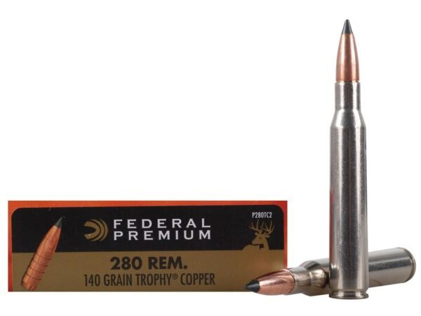 Federal Premium Vital-Shok .280 Remington 140 Gr. Trophy Copper Tipped Boat Tail- Lead-Free- Box of 20