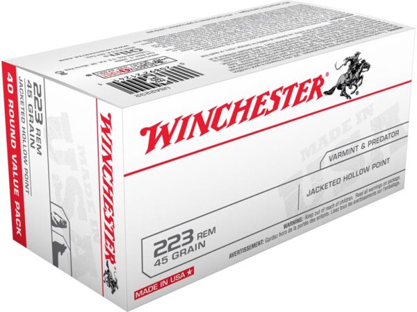 Winchester USA .223 Remington 45 Gr. Jacketed Hollow Point- Box of 40