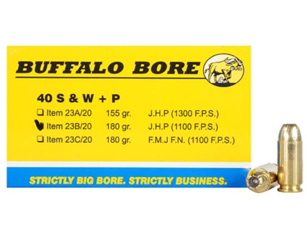Buffalo Bore .40 S&W +P 180 Gr. Jacketed Hollow Point- Box of 20