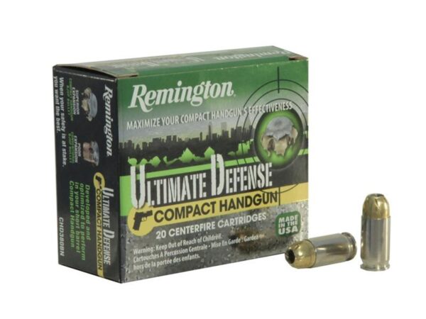 Remington Compact Handgun Defense .40 S&W 180 Gr. Brass Jacketed Hollow Point- Box of 20