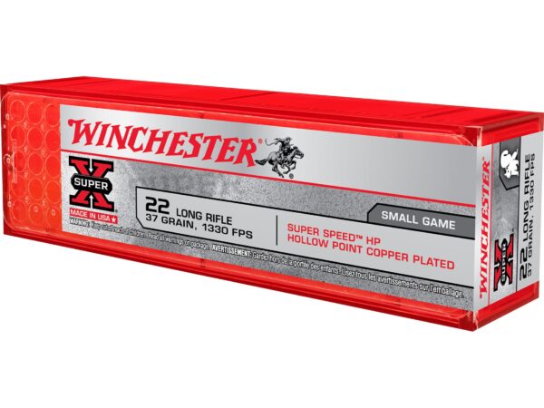 Winchester Super-X SS .22 Long Rifle 37 Gr. Plated Lead Hollow Point- Box of 100
