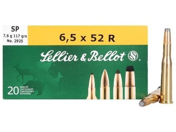 Sellier & Bellot 6.5x52mm Rimmed 117 Gr. Soft Point- Box of 20