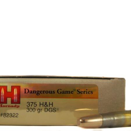 Hornady Dangerous Game .375 H&H Magnum 300 Gr. DGS Round Nose Solid- Box of 20