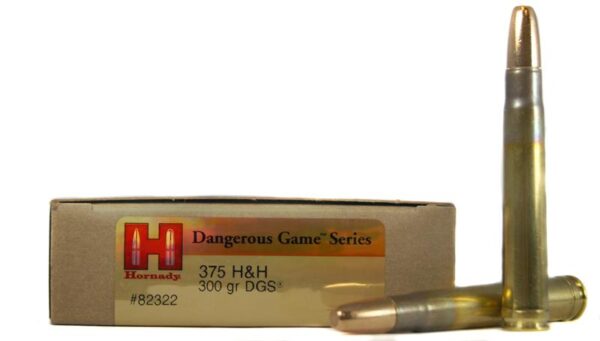 Hornady Dangerous Game .375 H&H Magnum 300 Gr. DGS Round Nose Solid- Box of 20