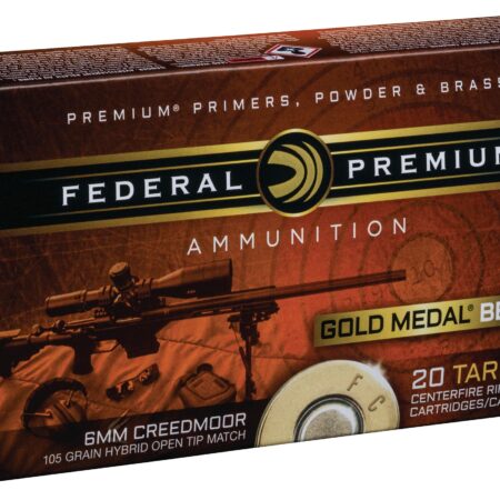 Federal Premium Gold Medal Berger 6mm Creedmoor 105 Gr. Berger Hybrid Hollow Point Boat Tail- Box of 20