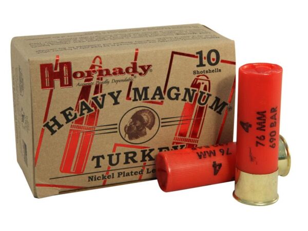 Hornady Heavy Magnum Turkey 12 Gauge 3" 1-1/2 oz #4 Nickel Plated Shot- Box of 10