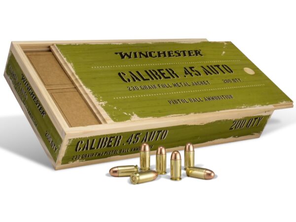 Winchester Military Service Grade .45 ACP 230 Gr. Full Metal Jacket- Wood Box of 200