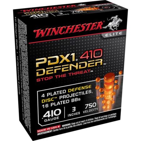 Winchester Elite Self Defense .410 Bore 3"- 4 Disks over 1/3 oz BB Bonded PDX- Box of 10