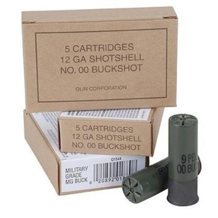 Winchester Military Grade 12 Gauge 2-3/4" Buffered 00 Buckshot 9 Pellets- Box of 5