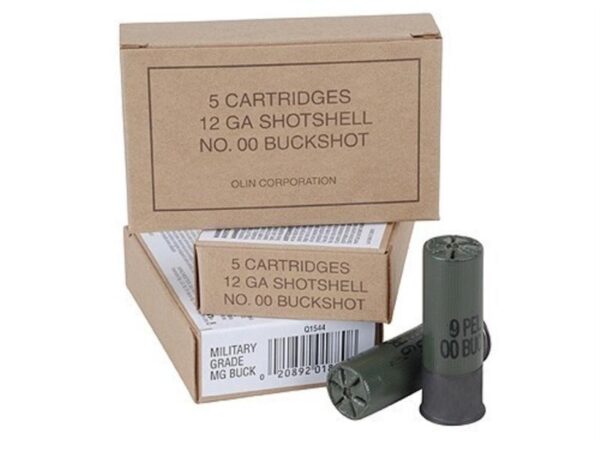 Winchester Military Grade 12 Gauge 2-3/4" Buffered 00 Buckshot 9 Pellets- Box of 5