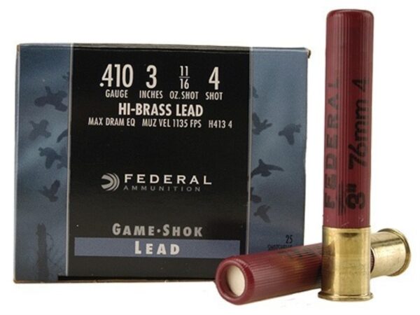 Federal Game-Shok Hi-Brass .410 Bore 3" 11/16 oz #4 Shot- Box of 25