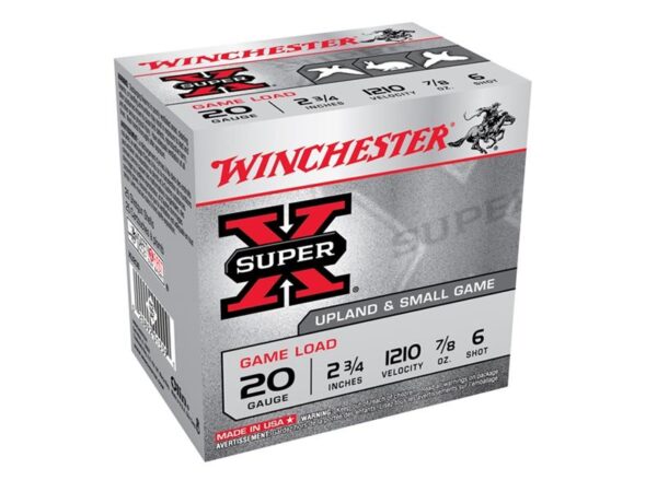 Winchester Super-X Game Load 20 Gauge 2-3/4" 7/8 oz #6 Shot- Box of 25