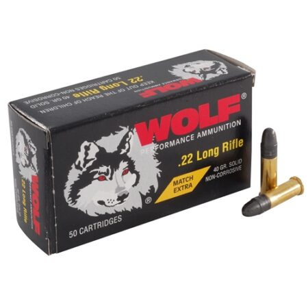 Wolf Match Extra .22 Long Rifle 40 Gr. Lead Round Nose- Box of 50
