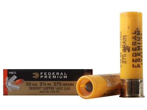 Federal Premium Vital-Shok 20 Gauge 2-3/4" 275 Gr. Trophy Copper Tipped Sabot Slug Lead-Free- Box of 5