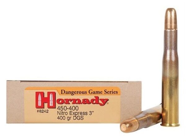 Hornady Dangerous Game .450-400 Nitro Express 3" (.410 Diameter) 400 Gr. DGS Round Nose Solid- Box of 20