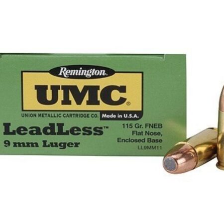 Remington UMC LeadLess 9mm Luger 115 Gr. Flat Nose Enclosed Base- Box of 50