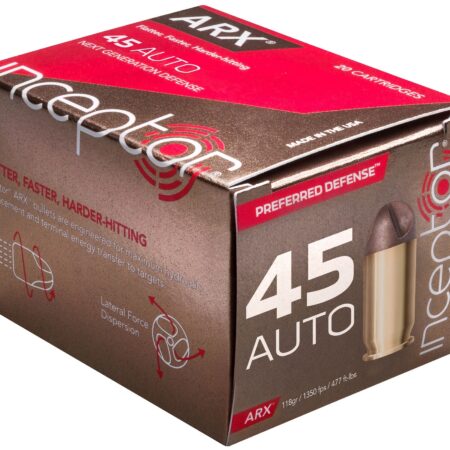 Inceptor Preferred Defense .45 ACP 118 Gr. ARX Frangible- Lead-Free- Box of 20