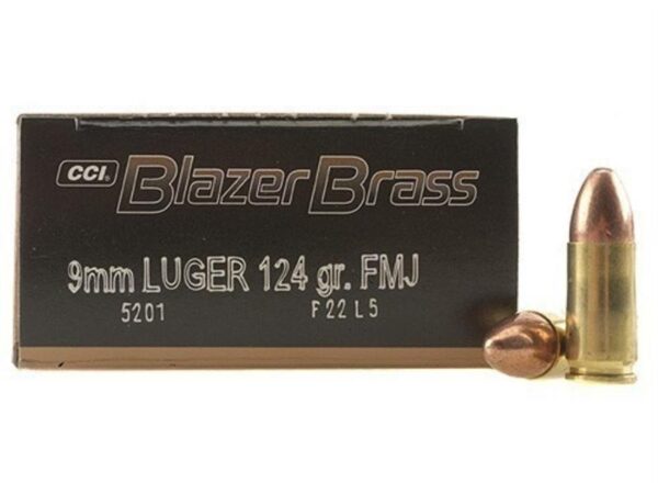 CCI Blazer Brass 9mm Luger 124 Gr. Full Metal Jacket- Box of 50