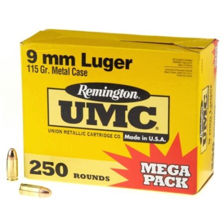 Remington UMC 9mm Luger 115 Gr. FMJ- Mega Pack of 250