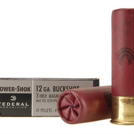 Federal Power-Shok 12 Gauge 3" Buffered #4 Buckshot 41 Pellets- Box of 5