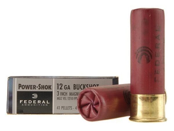 Federal Power-Shok 12 Gauge 3" Buffered #4 Buckshot 41 Pellets- Box of 5