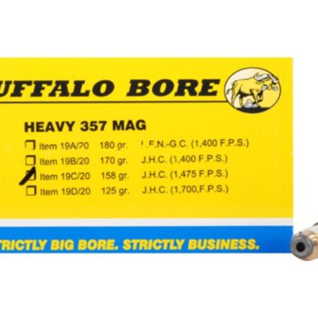 Buffalo Bore .357 Magnum 158 Gr. Semi-Jacketed Hollow Point High Velocity- Box of 20