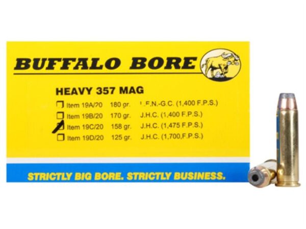 Buffalo Bore .357 Magnum 158 Gr. Semi-Jacketed Hollow Point High Velocity- Box of 20