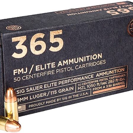 SIG SAUER 365 Elite Performance 9mm Luger 115 Gr. Full Metal Jacket- Box of 50