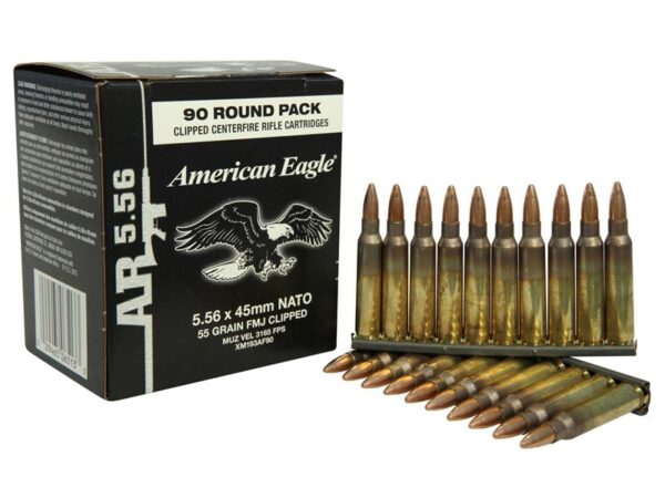 Federal American Eagle 5.56x45mm NATO 55 Gr. XM193 FMJ-BT- Box of 90