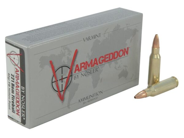 Nosler Varmageddon .221 Remington Fireball 40 Gr. Hollow Point Flat Base- Box of 20