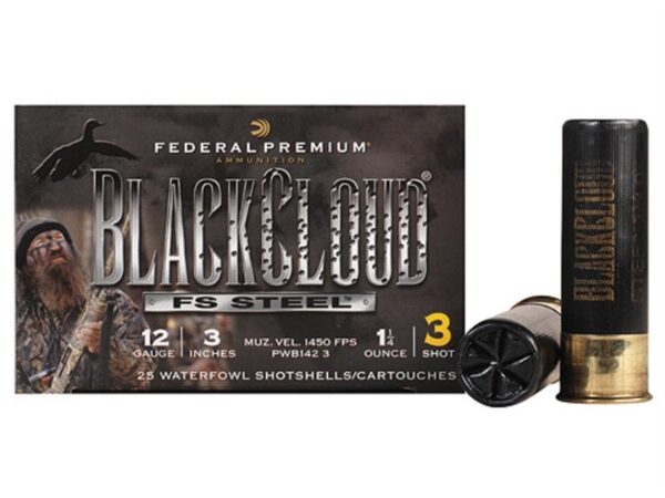 Federal Premium Black Cloud 12 Gauge 3" 1-1/4 oz #3 Non-Toxic FlightStopper Steel Shot- 100 Round Pack