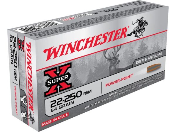 Winchester Super-X .22-250 Remington 64 Gr. Power-Point- Box of 20