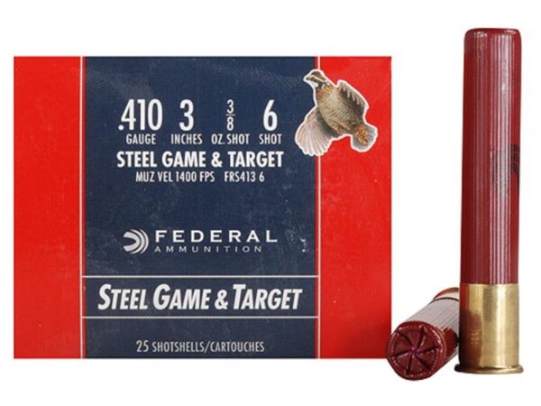 Federal Game & Target .410 Bore 3" 3/8 oz #6 Non-Toxic Steel Shot- Box of 25