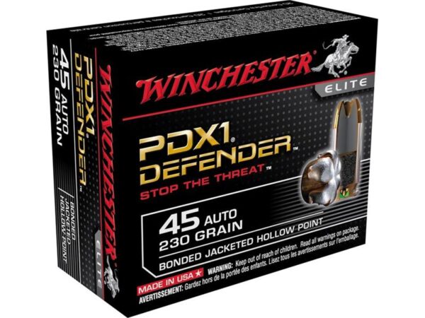 Winchester Supreme Elite Self Defense .45 ACP 230 Gr. Bonded PDX1 Jacketed Hollow Point- Box of 20